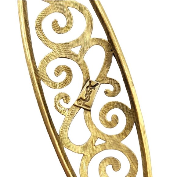 Yves Saint Laurent Goldtone Oval Open Scroll Brooch Bar, Signed - Picture 3 of 7